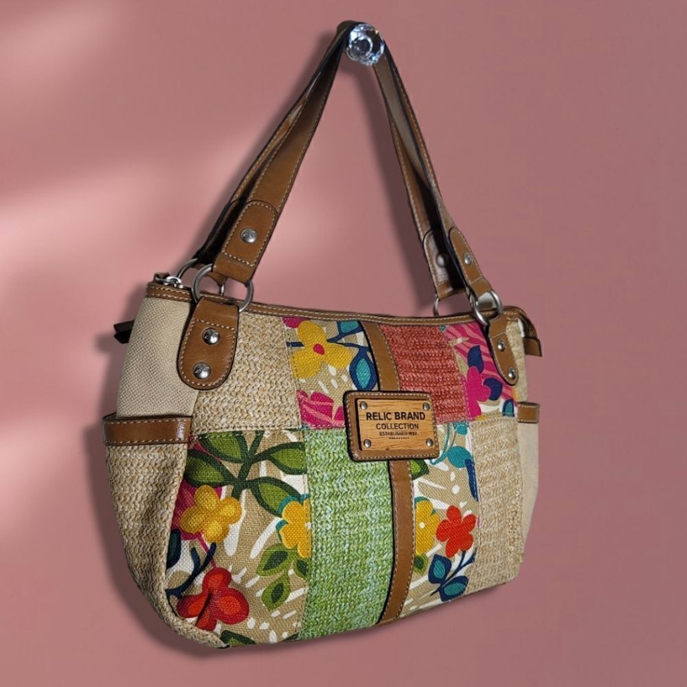 Relic Floral Patchwork Woven Spring Handbag Shoul… - image 3